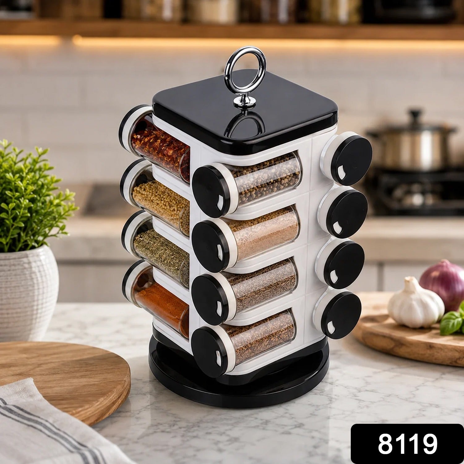 Revolving Spice Rack – 16 PC Plastic Jars, 100ml Each