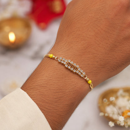 Long Stone Bar Rakhi with Dazzling AD Work for Brother (Pack of 6)