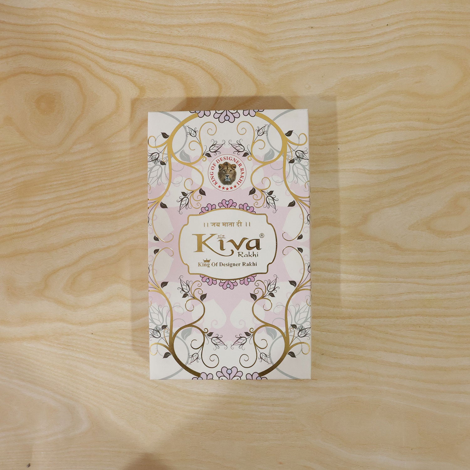 Rose Gold Sunburst Crystal Rakhi with Rainbow Beads, Roli Chawal Coin and Festive Gift Packing