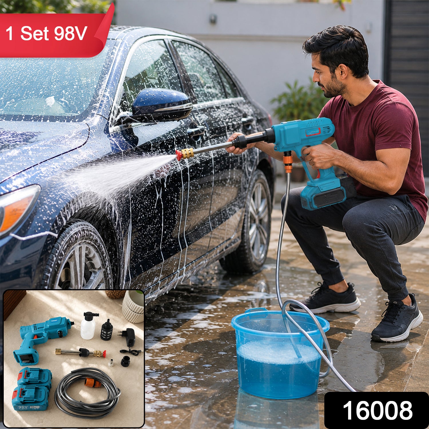 98V wireless car washer kit SKU 16008