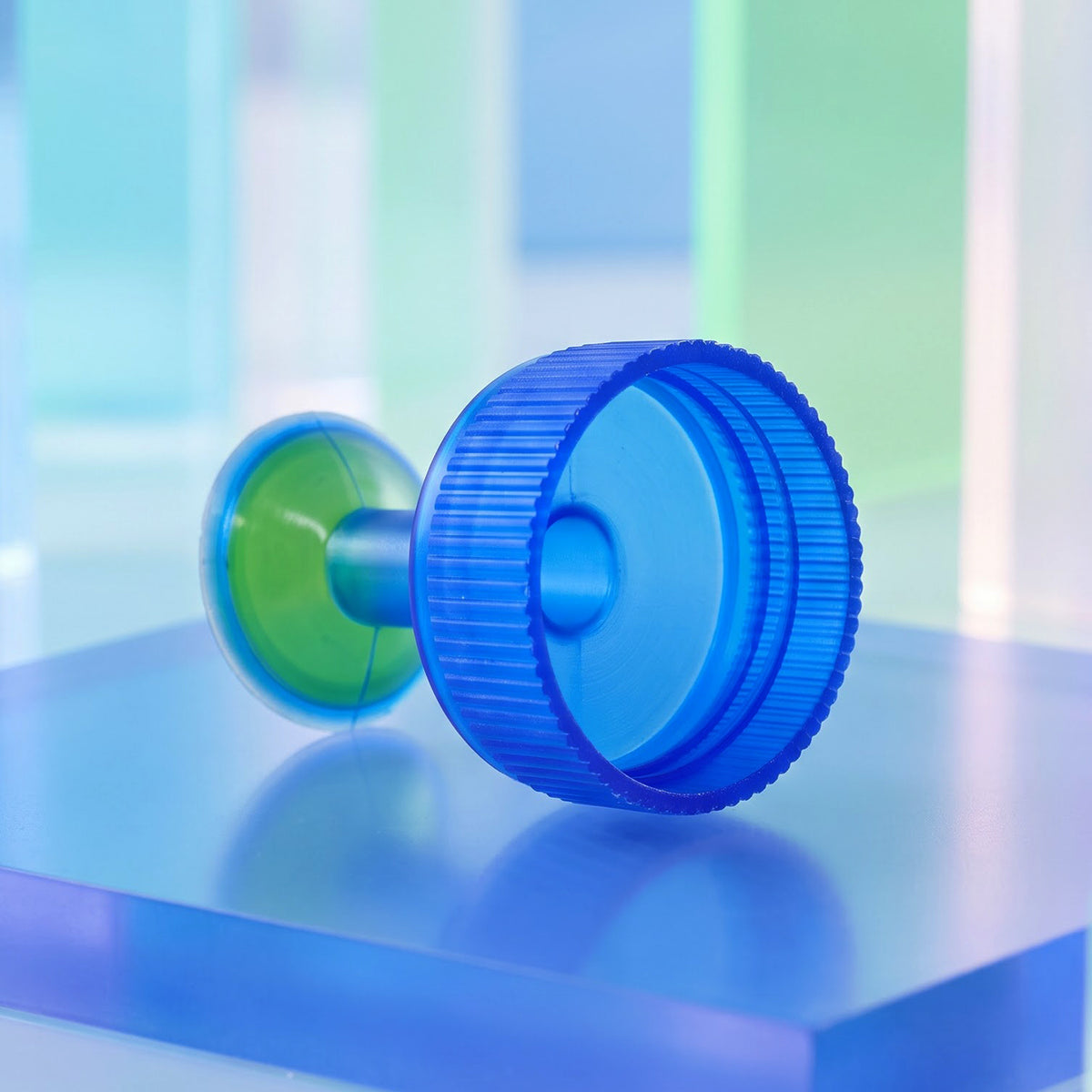 Threaded sprinkler bottle cap underside