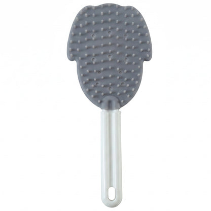 Soft pet grooming brush on white background