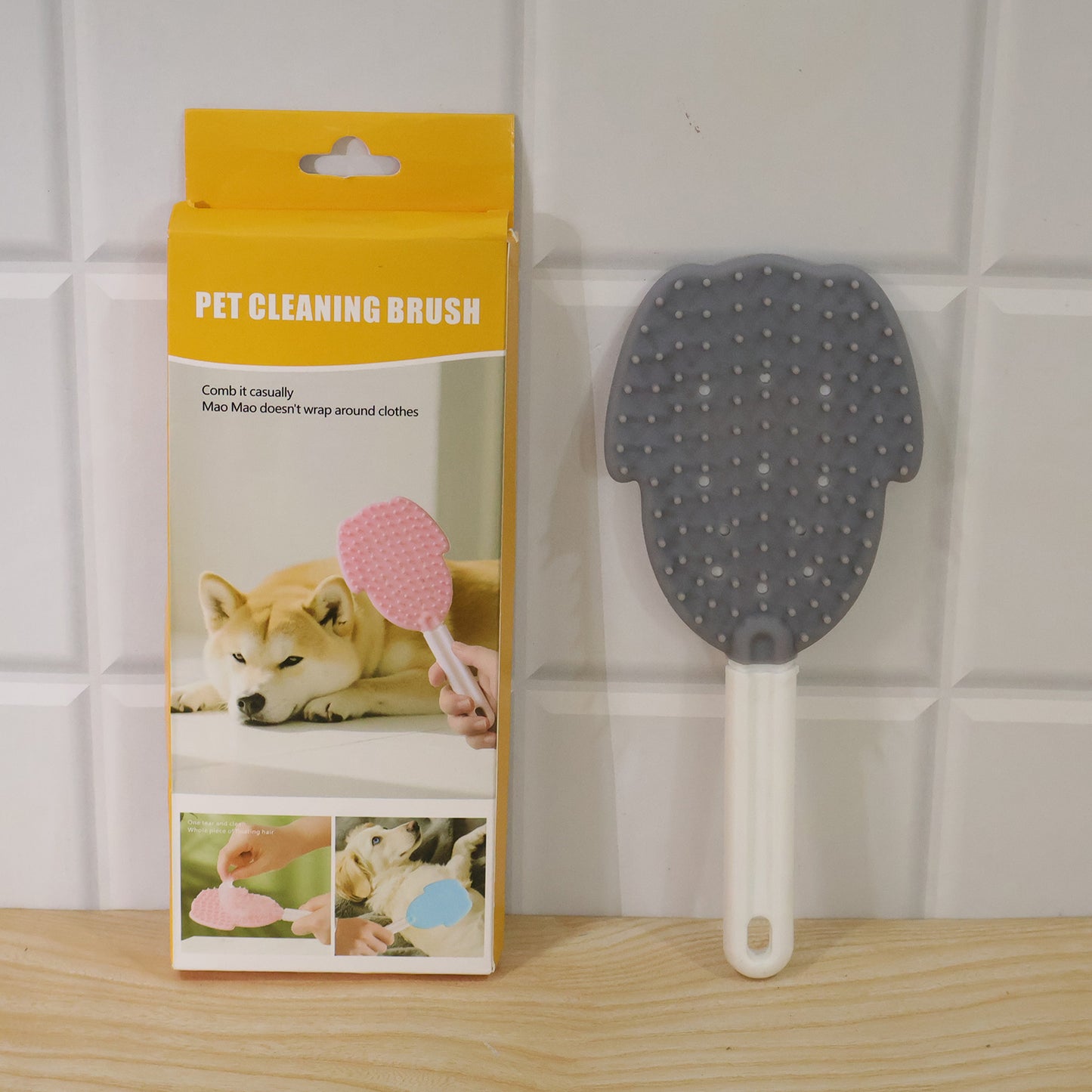 Soft pet grooming brush live product photo