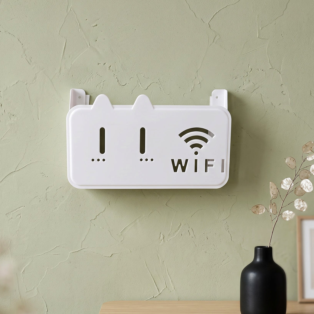 WiFi router stand mounted on wall