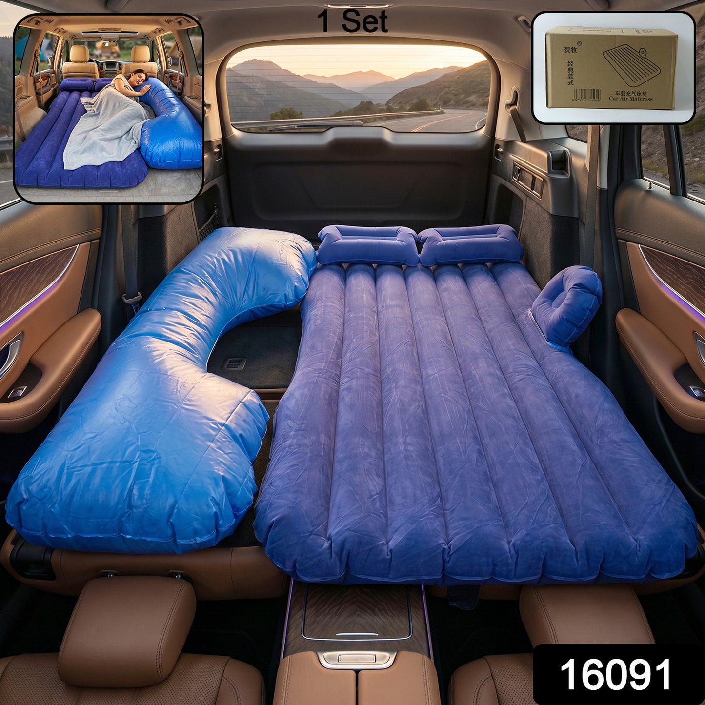 Portable Car Air Mattress Bed Set product components