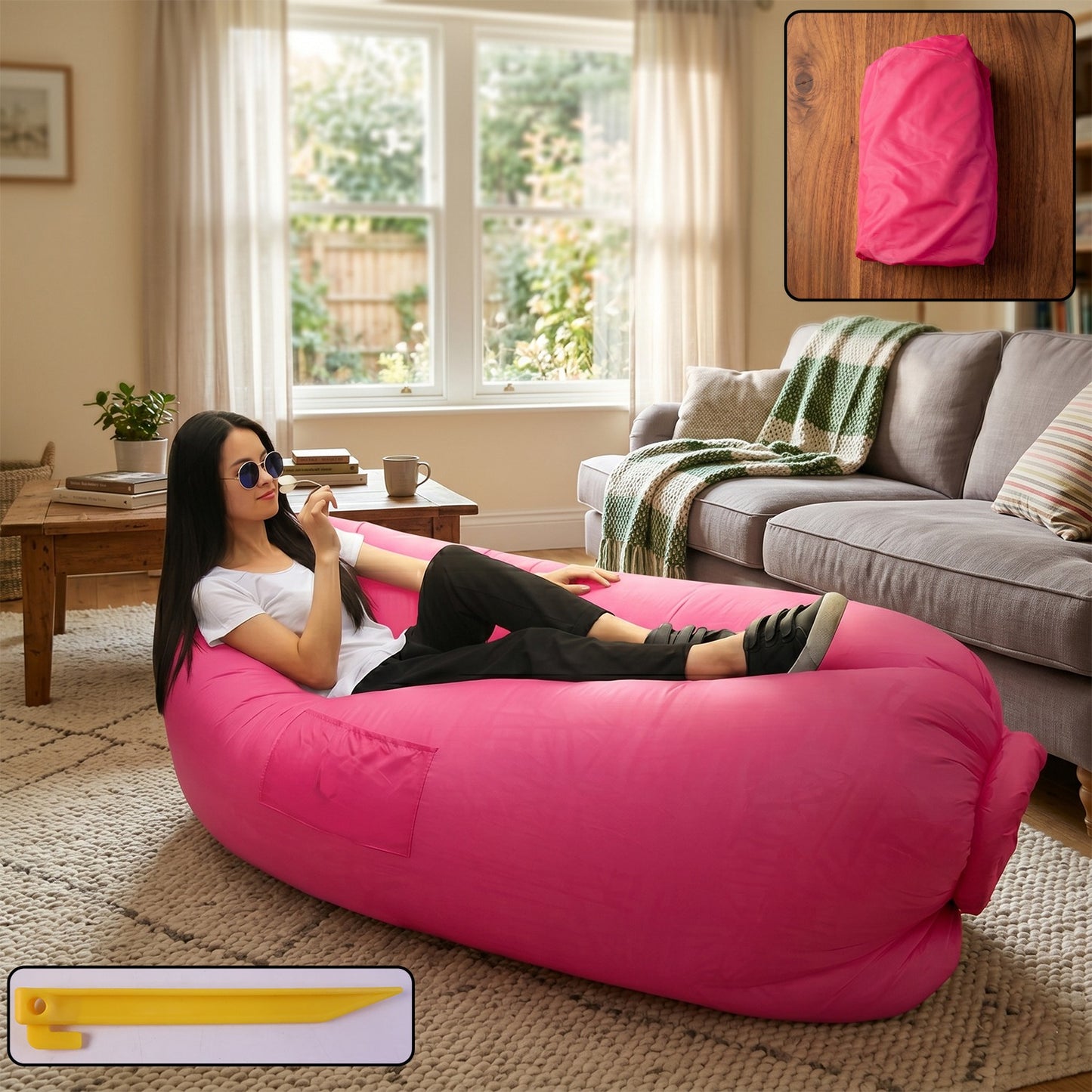 Inflatable Lounger Air Sofa main image pink