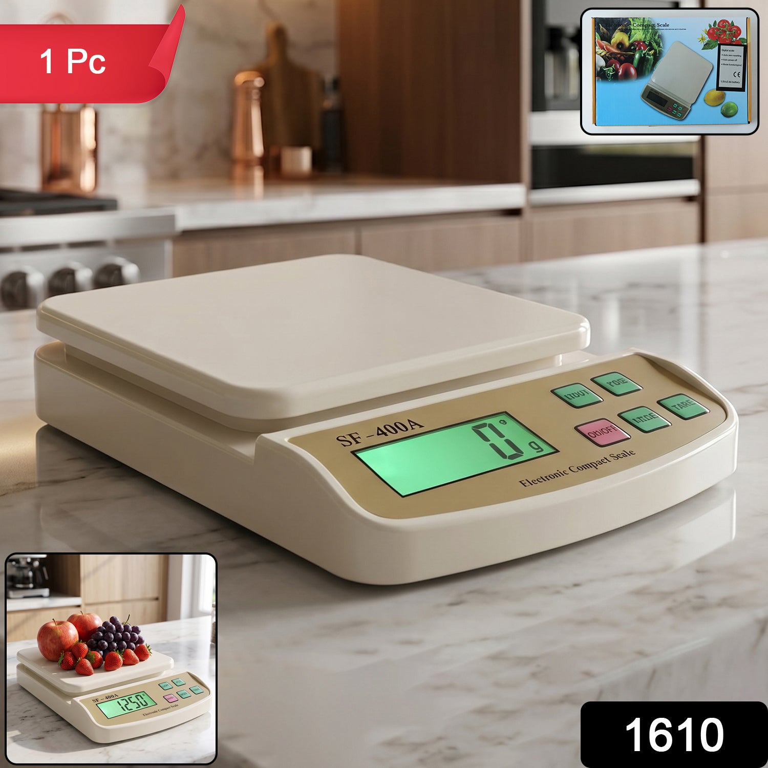 Square Electronic Kitchen Weighing Scale SF400A Digital Food Scale (1 Pc)