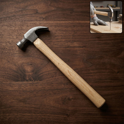 Wooden Handle Claw Hammer Heavy Duty Steel Head Hammer for Nails Carpentry (1 Pc)