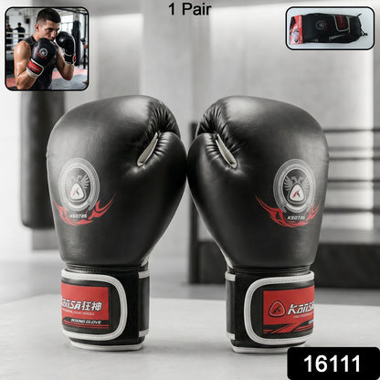 Black punching gloves with foam padding designed for boxing, MMA, and sparring sessions.
