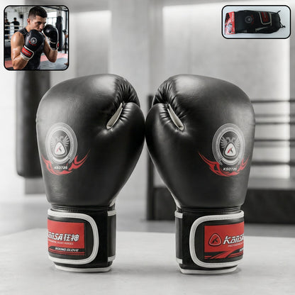 Boxing gloves displaying ergonomic fit and breathable interior for comfortable workouts.