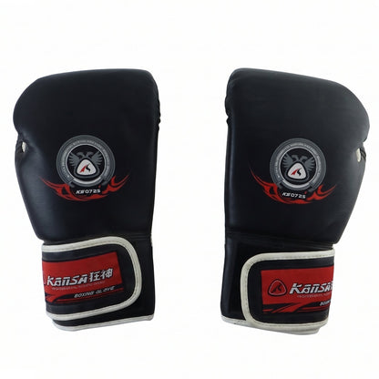 Boxing gloves with thick foam padding and snug wrist support for training.