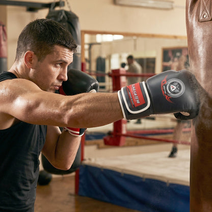 Boxing gloves with ergonomic design and secure fit for training and sparring.