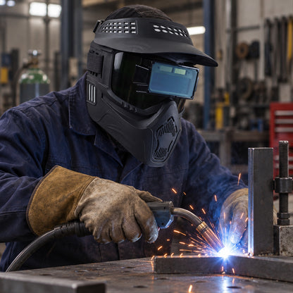 Automatic dimming welding mask - workshop display