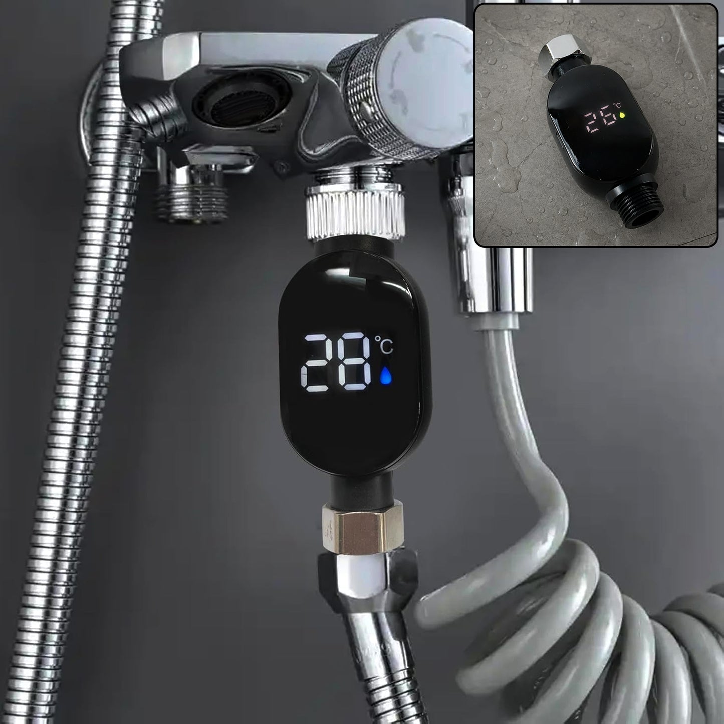 Digital shower thermometer installed