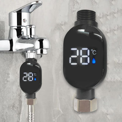Shower water temperature display