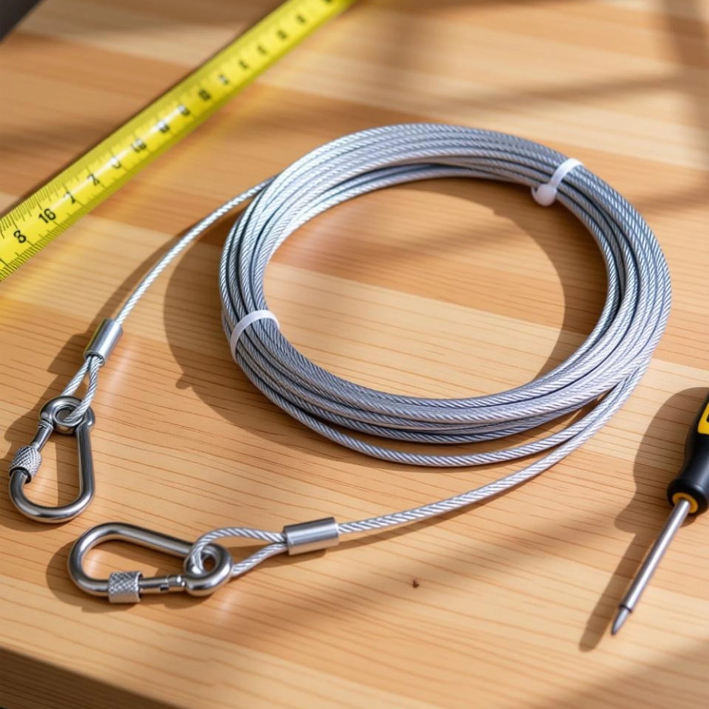 Wire clothesline rope hook detail