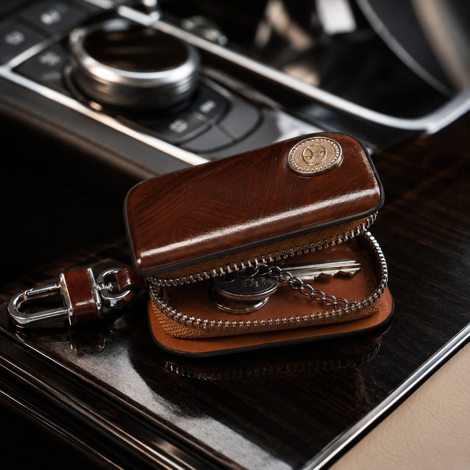 16128 brown leather car key case no sku