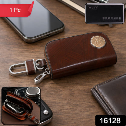 16128 brown leather car key case sku