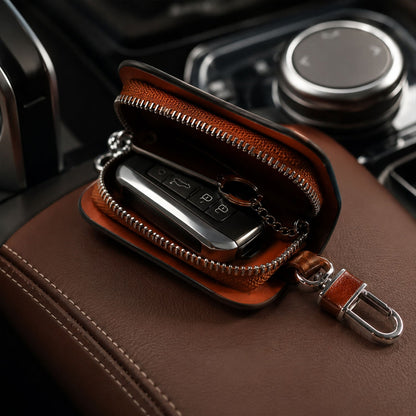 16128 brown leather car key case product