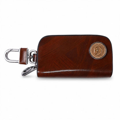 16128 brown leather car key case white background