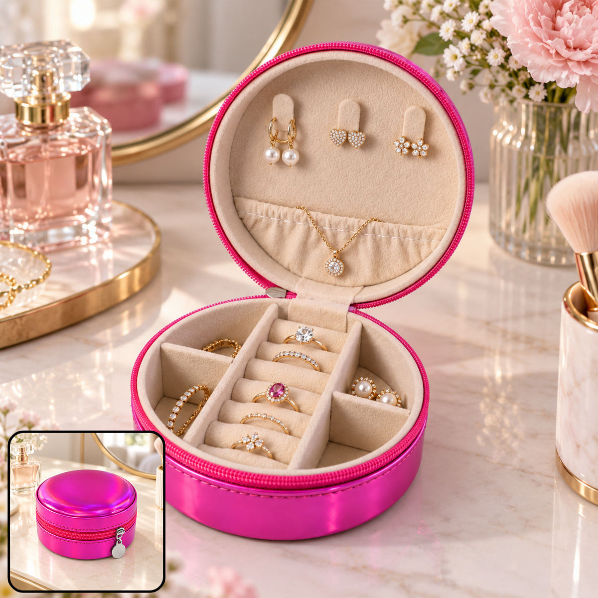 Round jewellery organizer box - view 02