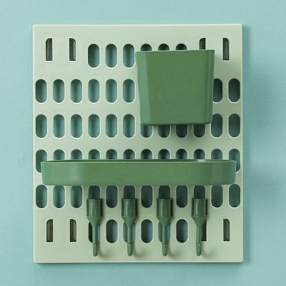Pegboard kitchen organizer installed view