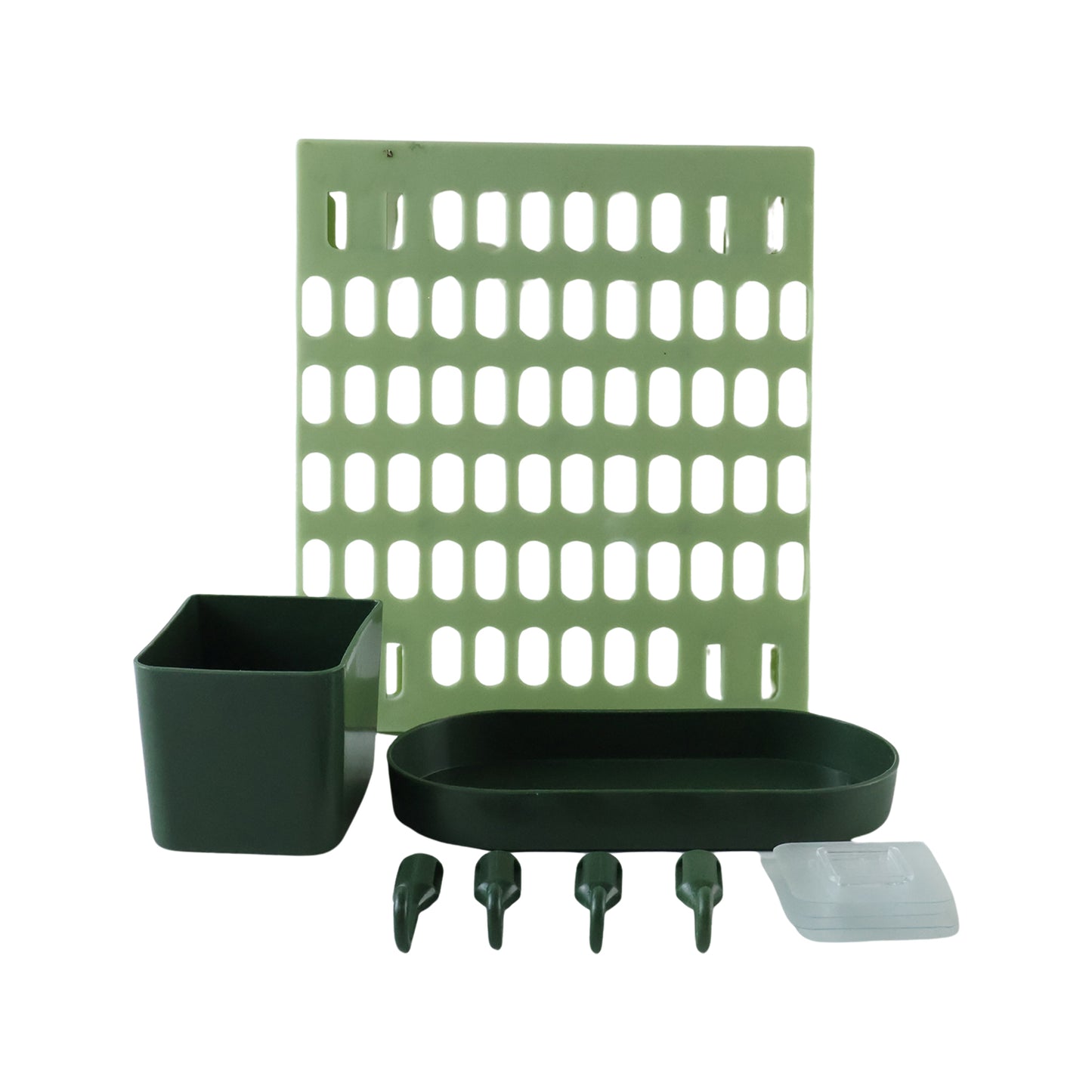 Kitchen pegboard organizer set on white background