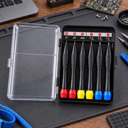 Precision screwdriver set in storage case