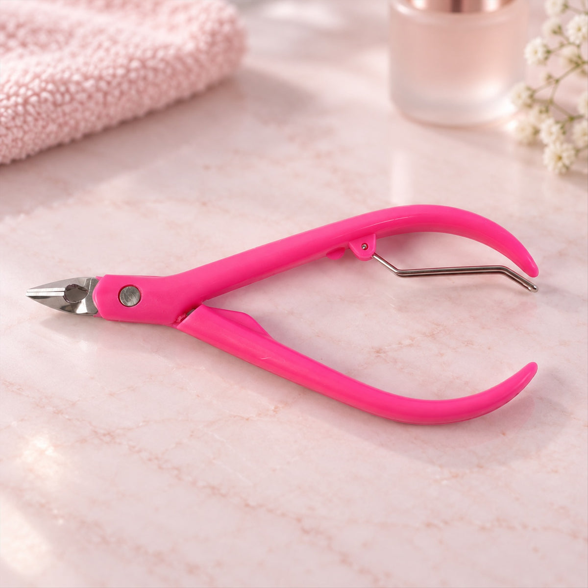 Cuticle nipper with curved handles and spring mechanism 3