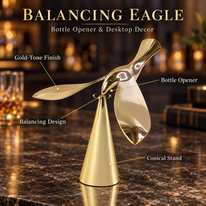 Golden flying bird balancing bottle opener with conical stand 8