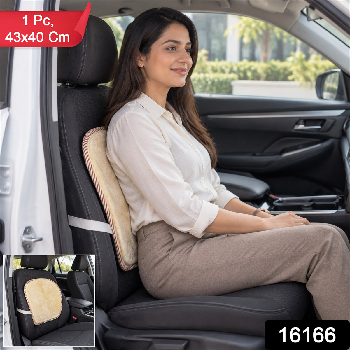 Car Seat Backrest Cover with Mesh Backing and Elastic Strap (1 Pc, 43 x 40 Cm)