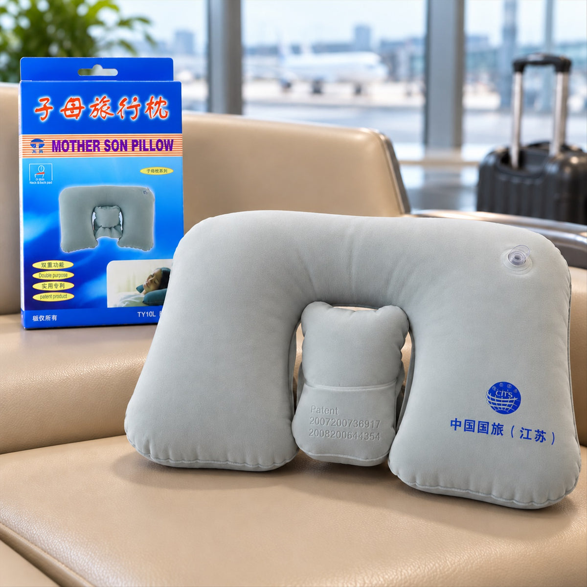 Inflatable travel neck pillow with flocked surface and air valve 1 piece Inflatable_Travel_Pillow_01.jpg