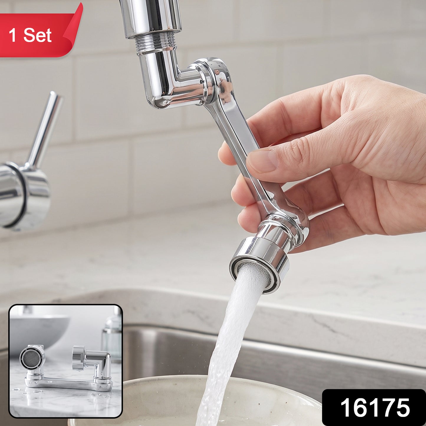 Flexible Faucet Splash Head Set for Kitchen 360 Degree Rotation (1 Set)