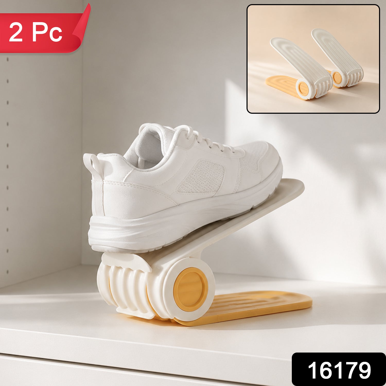 Portable adjustable shoe storage rack space saving organizer - image 2