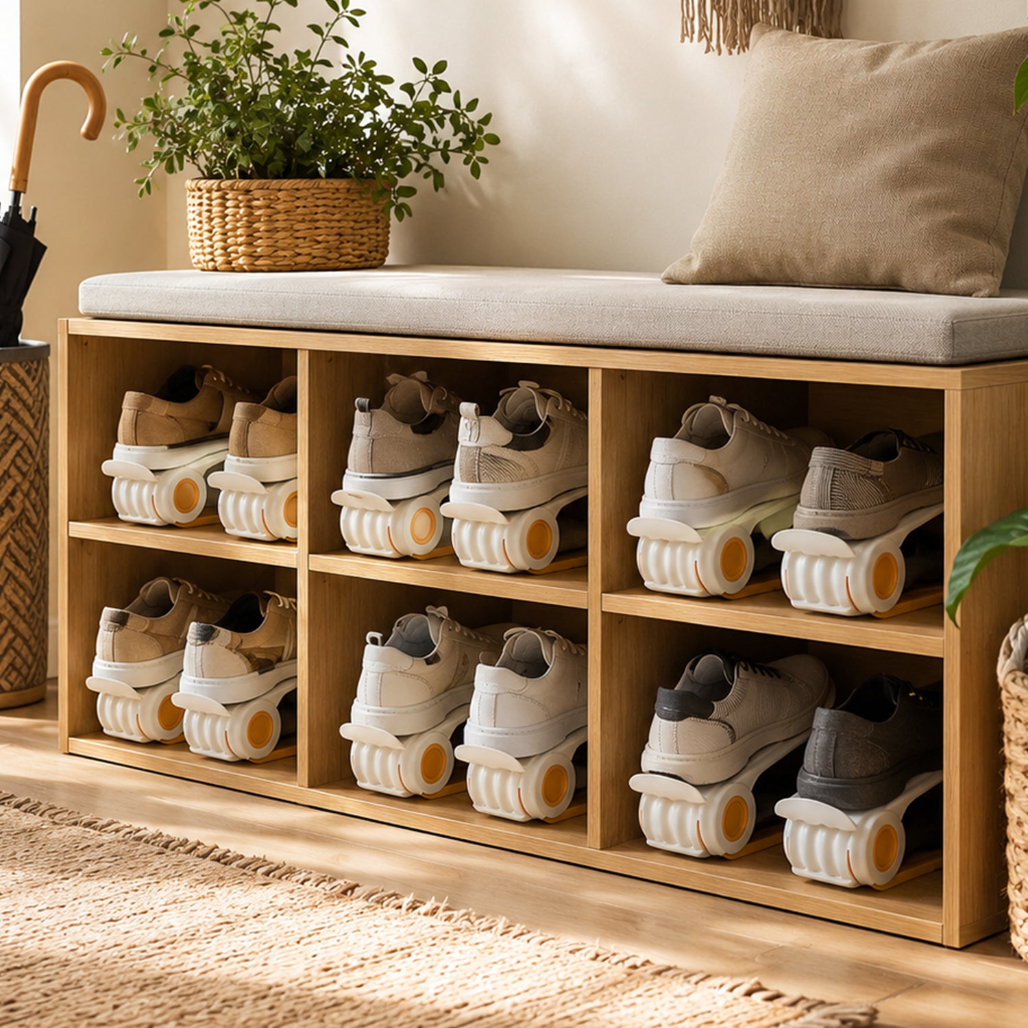 Portable adjustable shoe storage rack space saving organizer - image 4