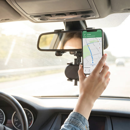 Car mirror mounted mobile phone holder navigation use