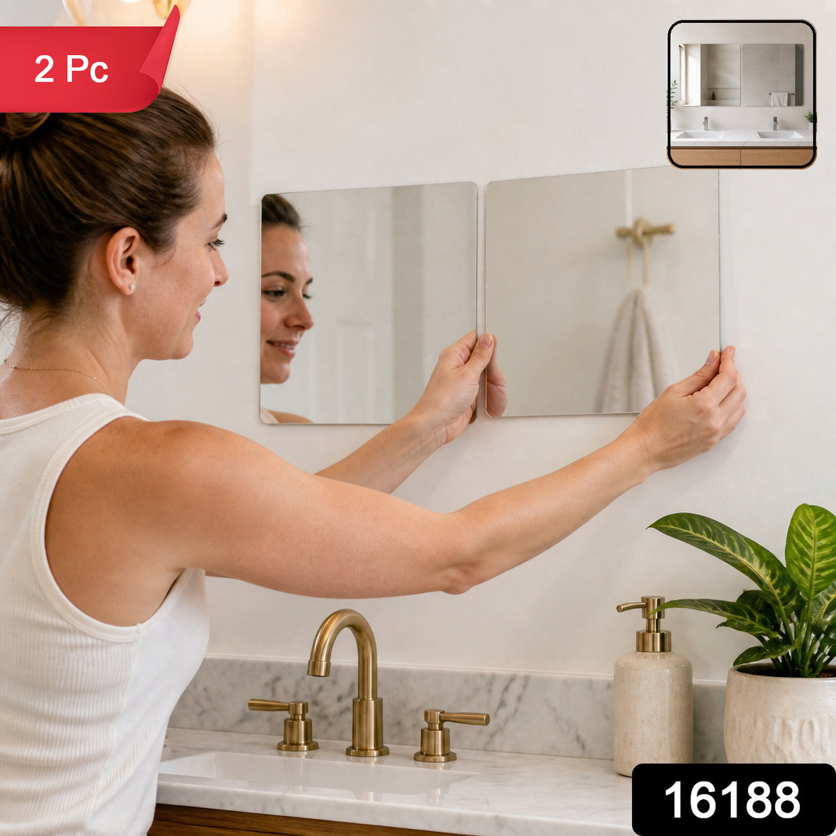 Square self adhesive mirror sticker image 2