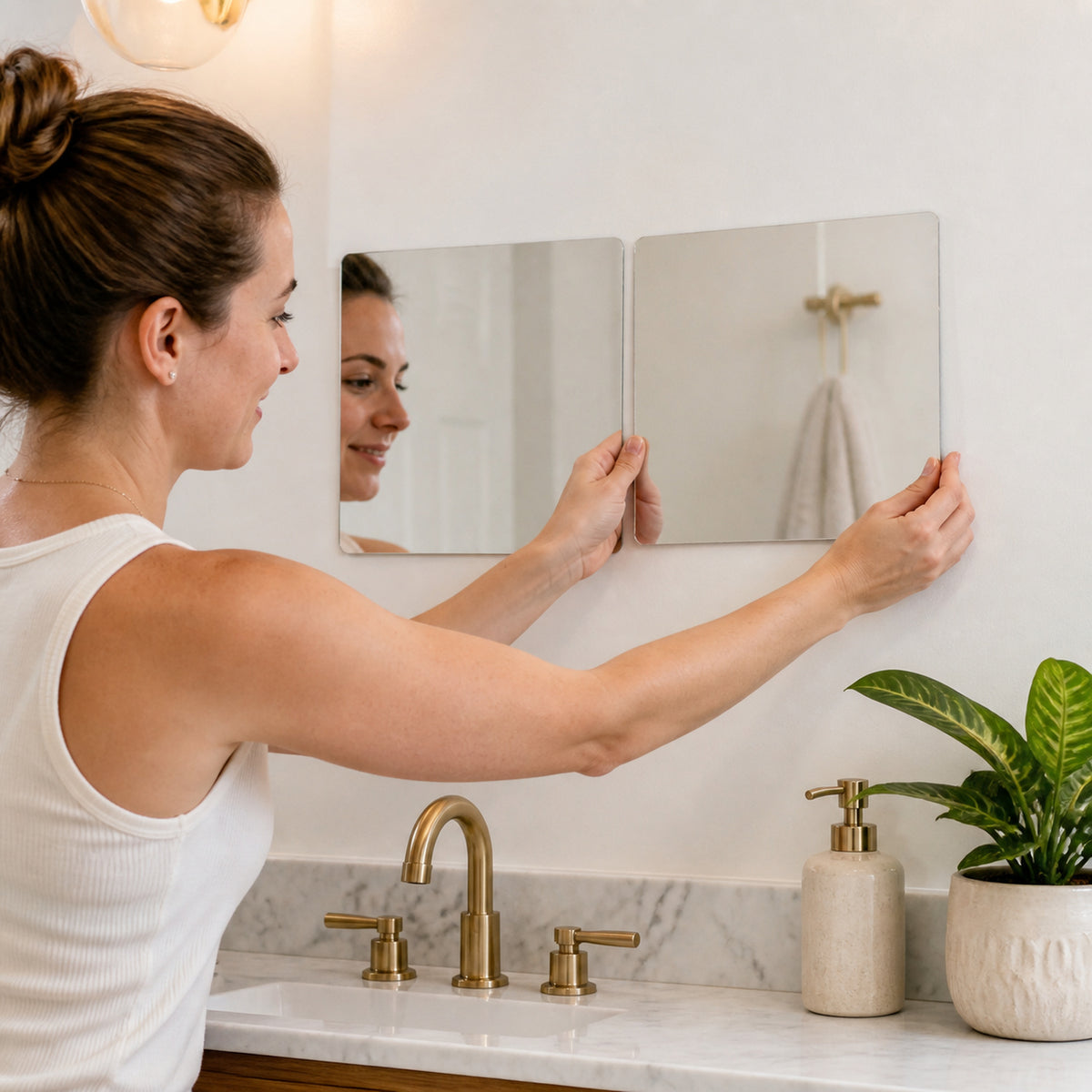 Square self adhesive mirror sticker image 3