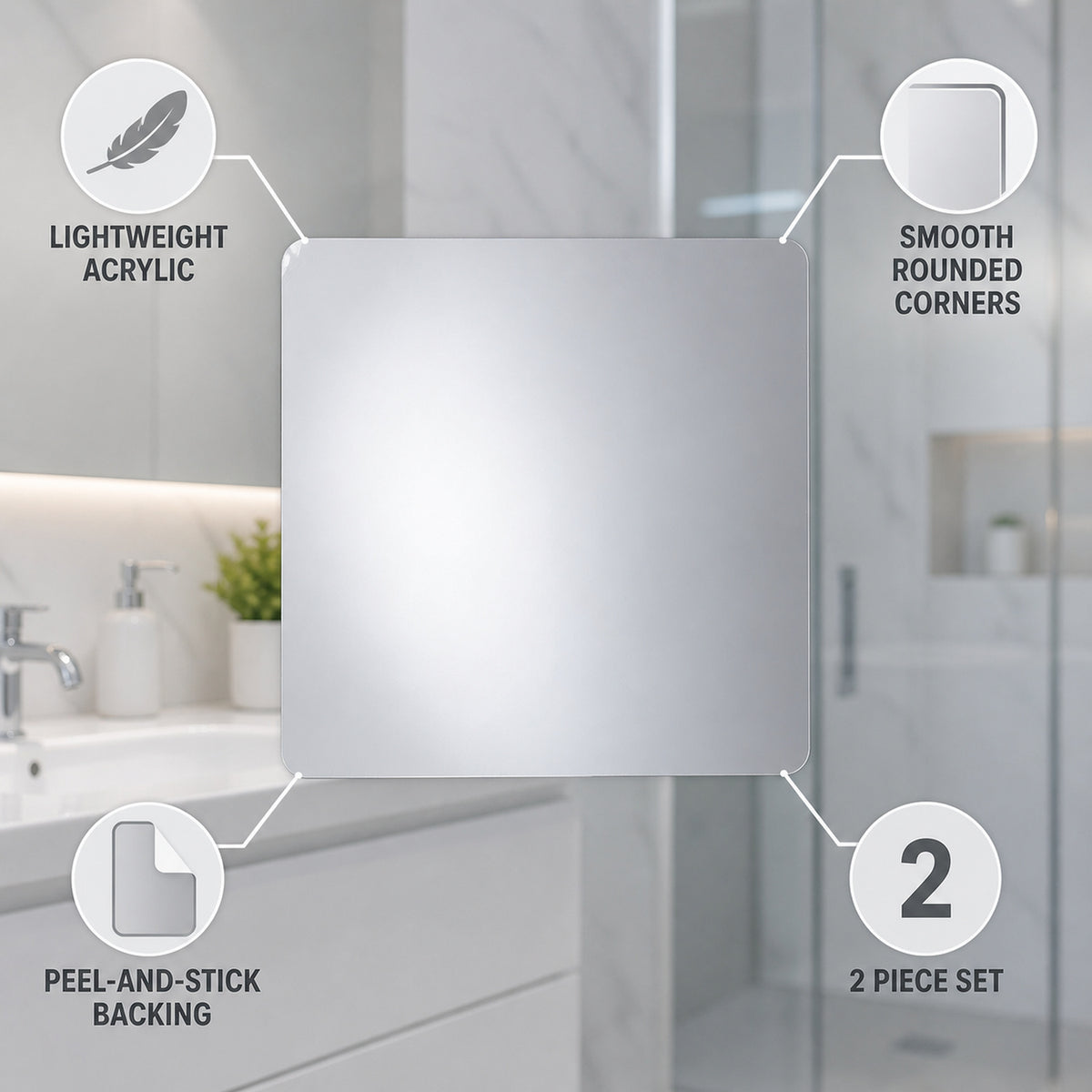 Square self adhesive mirror sticker image 7