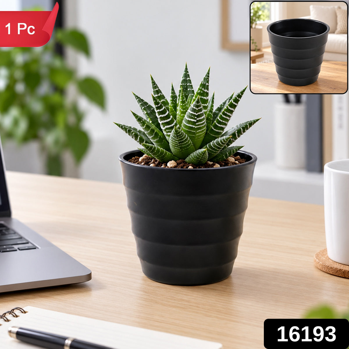 Decorative Plastic Indoor Flower Pot with Modern Ribbed Design for Home Plants