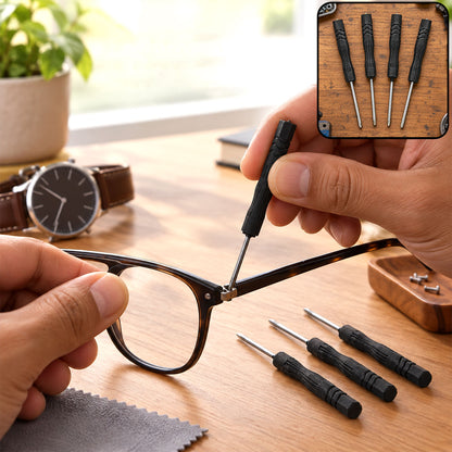 Mini precision screwdriver used on eyeglass frame