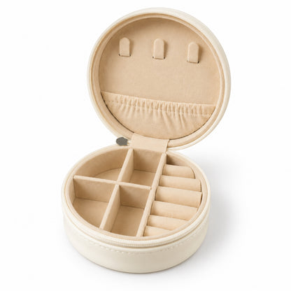 Round jewellery organizer with ring rolls and divided compartments - Jewellery_Organizer_4