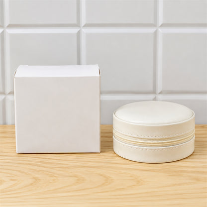 Actual round jewellery organizer with white packaging box