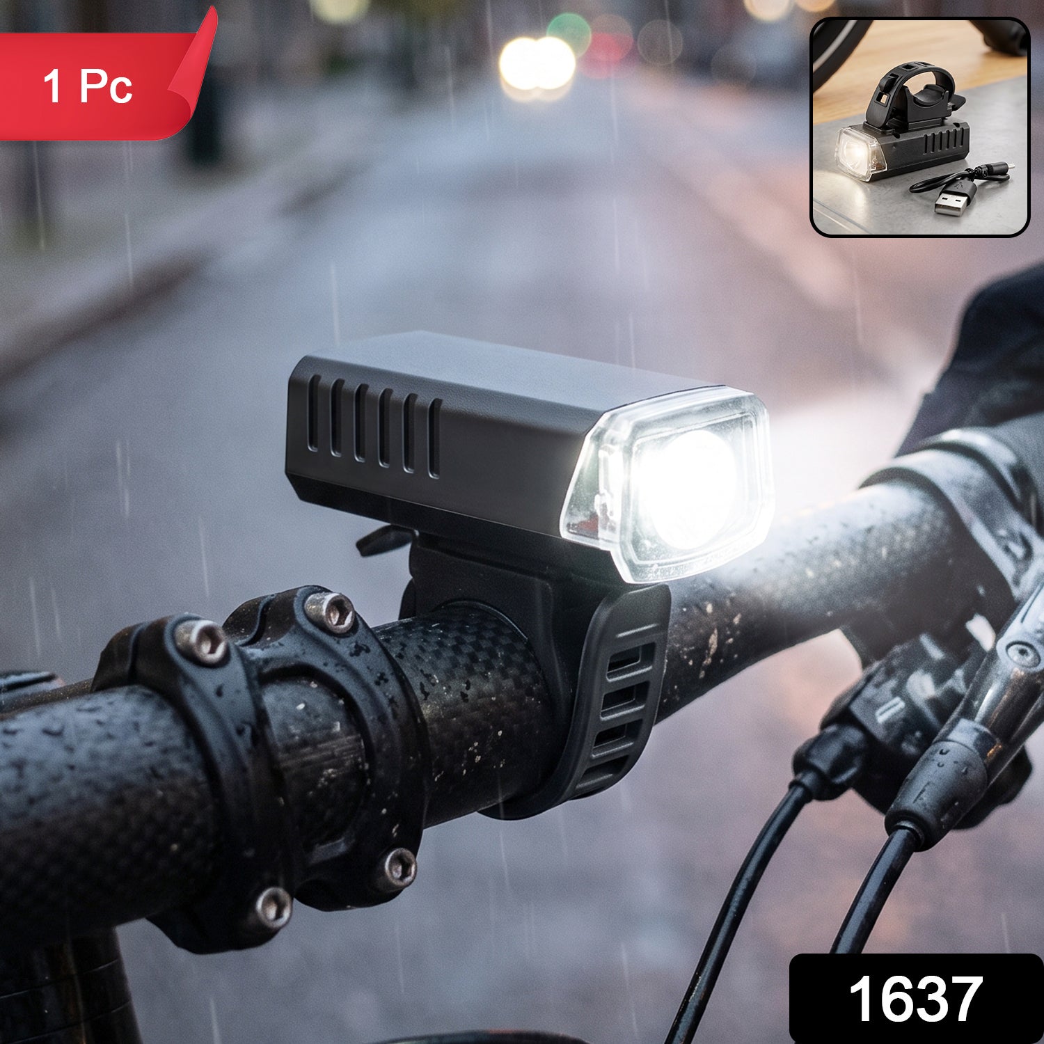 USB rechargeable bicycle headlight with handlebar mount - image 2