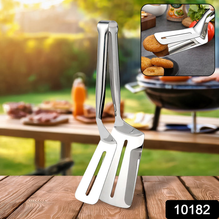 Stainless Steel Cooking Tong - Multifunctional Slotted Fish Double-Sided Spatula (1 Pc / 23 Cm)