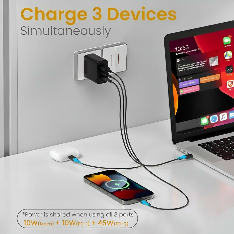 Side profile of UNITEQ 65W HyperGaN fast charger