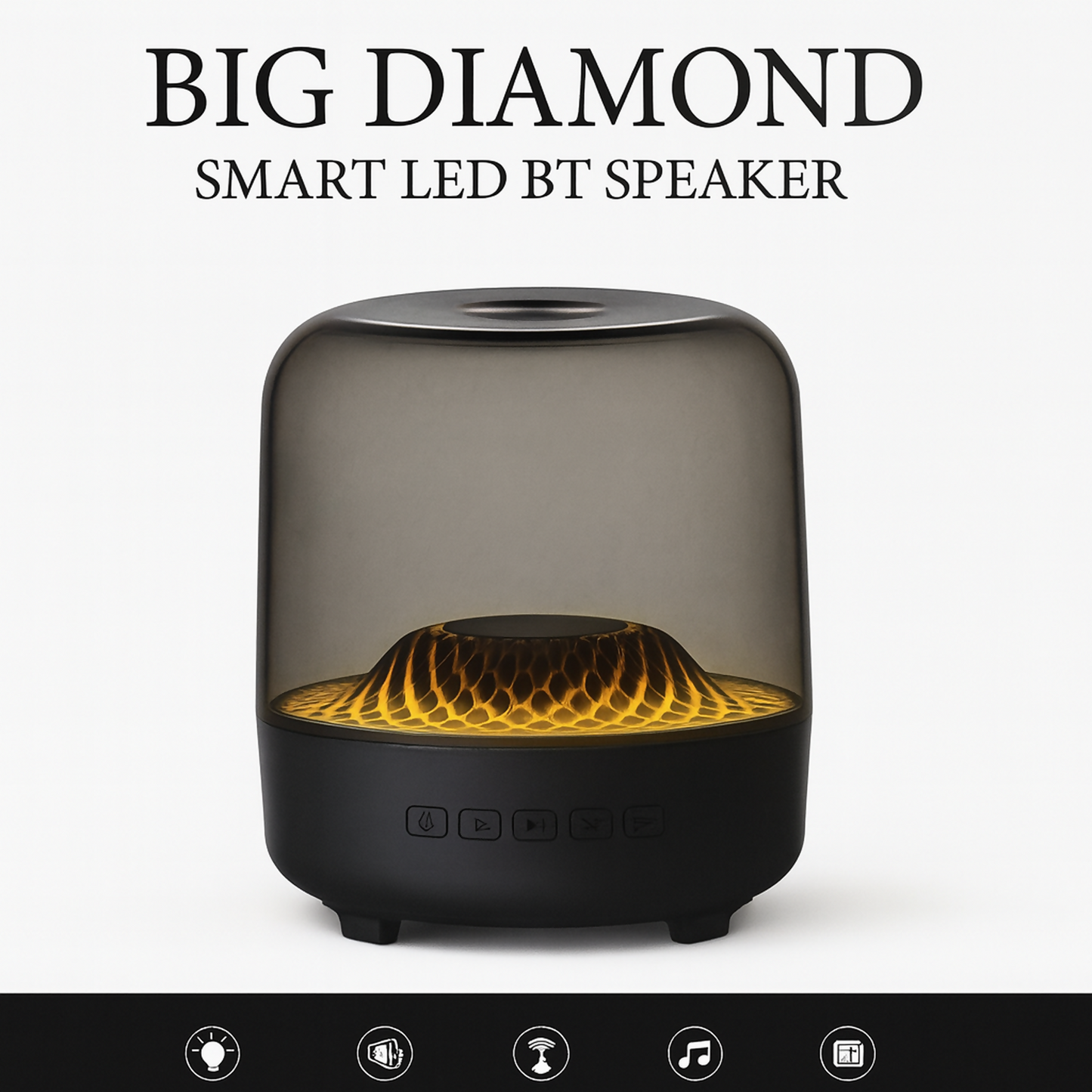 Big Diamond Smart LED Bluetooth Speaker with RGB Light & Clear Bass Sound