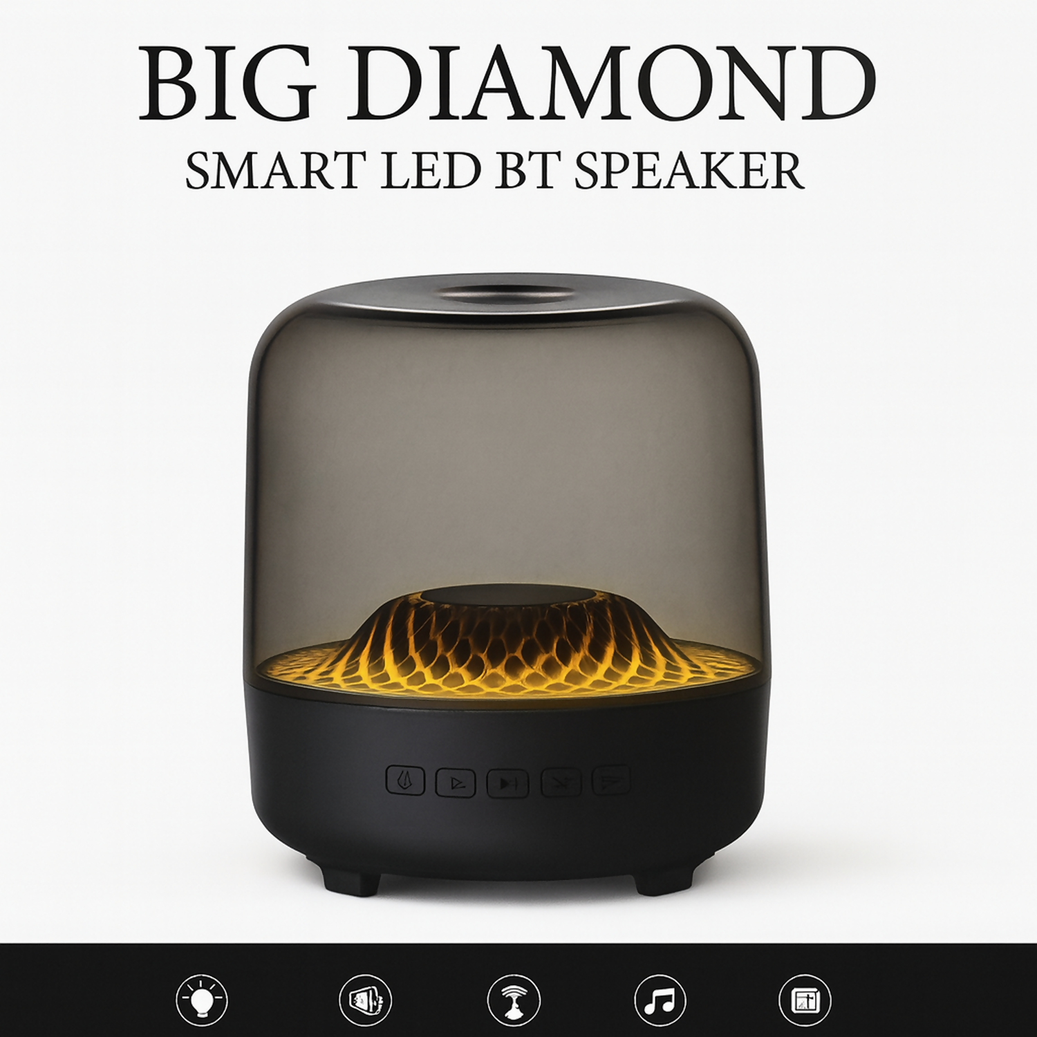 Big Diamond Smart LED Bluetooth Speaker with RGB Light & Clear Bass Sound