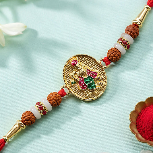 Lord Krishna Rakhi – Elegant Rudraksha Beads for Raksha Bandhan