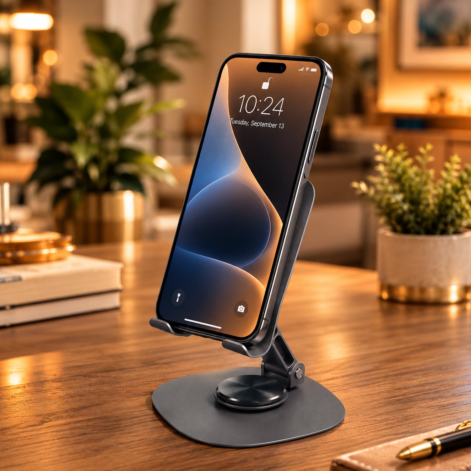 Adjustable height and angle foldable metal mobile stand